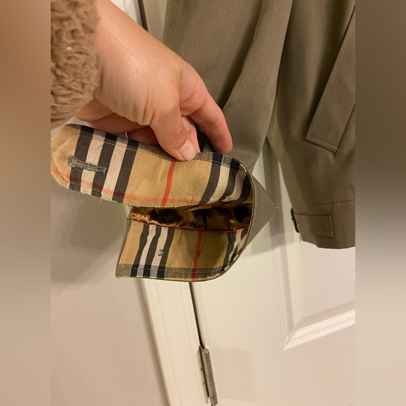 Vintage Burberry London Utility Jacket Full Zip Olive Green Linen Womens… - Picture 10 of 15